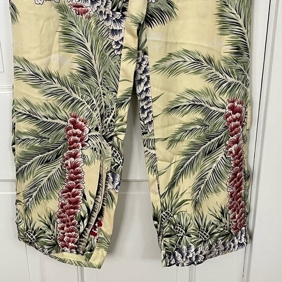100% Silk Hawaiian Tropical Palm Tree Print Pants Womens size 8 Vacation Cruise - Picture 3 of 10
